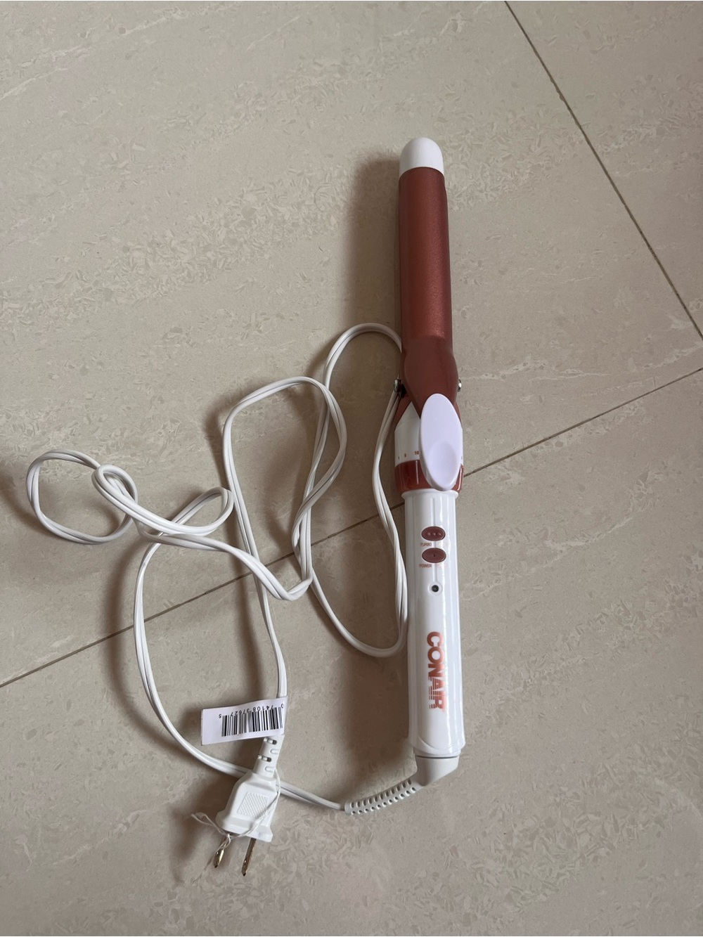 Conair Rose Gold Curling Wand with White Handle